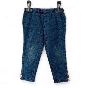 Burberry 2T Stretch Denim Mono Checkered Print Split Ankle